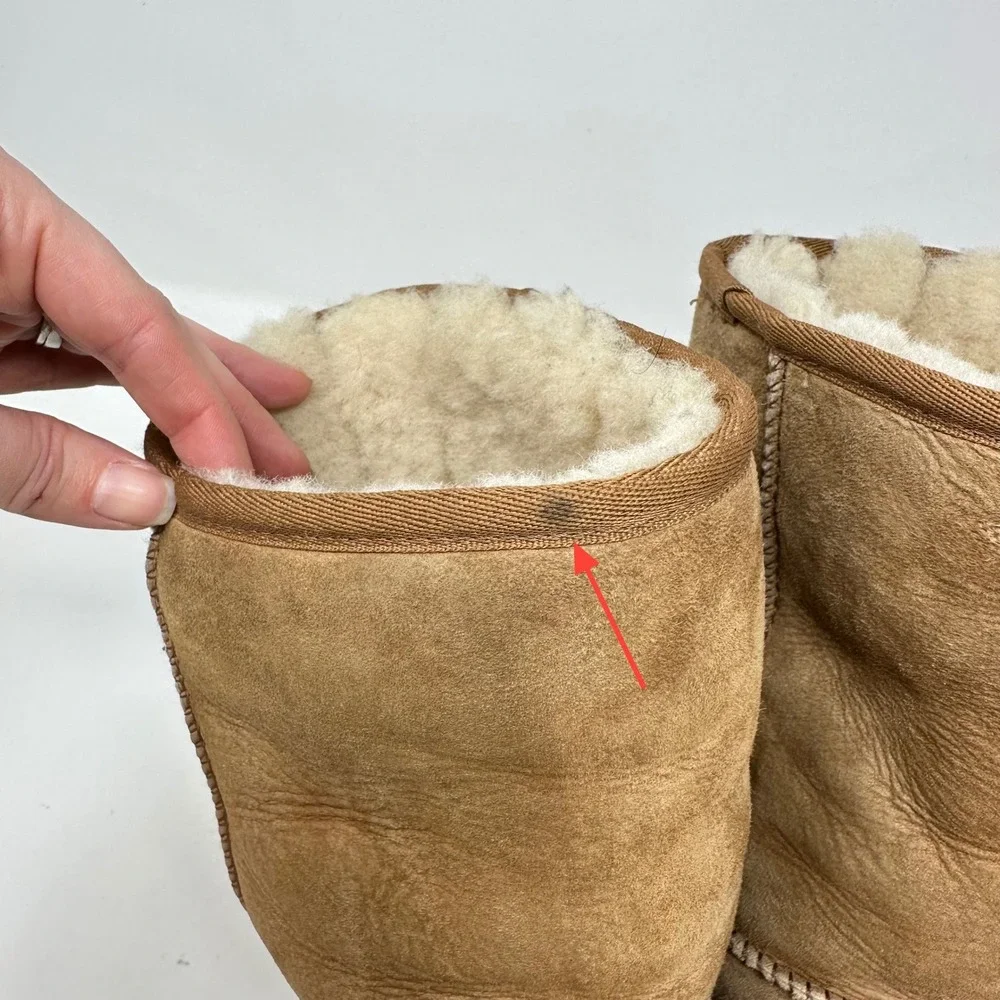 Ugg Australia Ultimate Short Suede‎ Shearling Boots Chestnut Brown Size 8